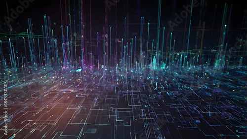 Digital data abstract background with flowing lines and modern technology feel, no people.