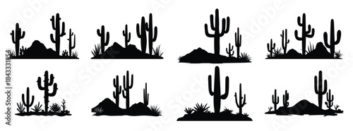 desert cactus scene silhouette bundle 