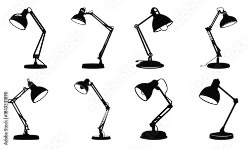 desk lamp silhouette clipart bundle