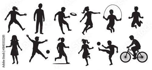 silhouette collection of active people playing sports