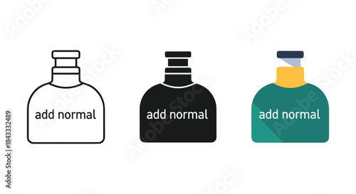 Three different colored bottles with add normal label