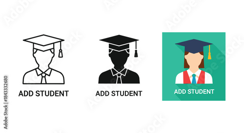 Add student icons featuring graduates in various styles