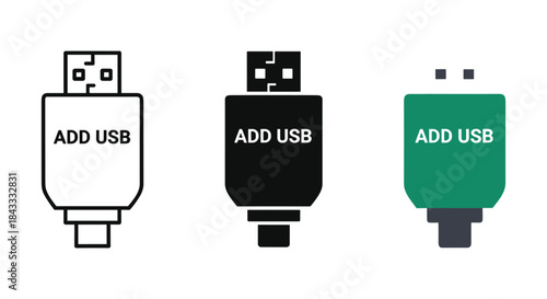 Usb cable icons in different colors and styles