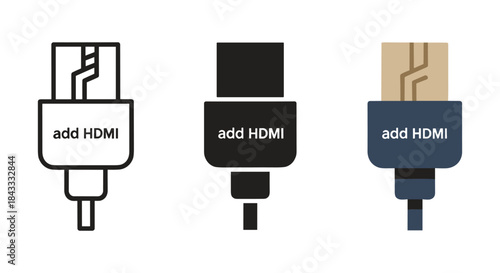 Hdmi cable icons in different colors and styles