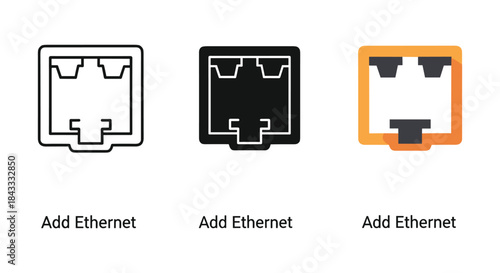 Ethernet icon set for network connection