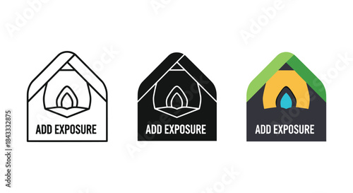 Add exposure button icon set in different style