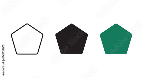 Three pentagons with different colors