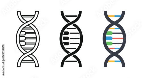 Dna double helix structure in different styles
