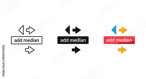 Median icon set with arrows and color variations