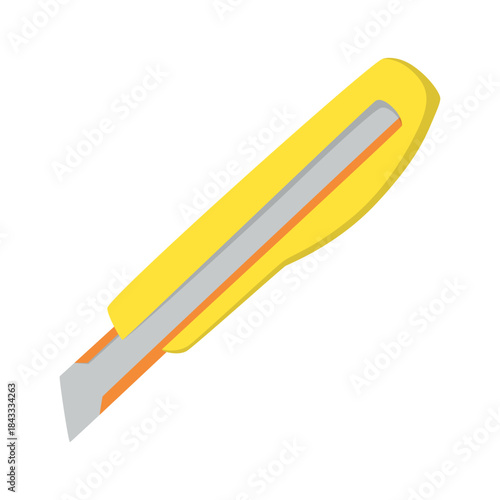 Yellow Utility Knife with Retractable Blade Illustration