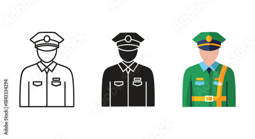 Different uniforms of police officer