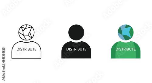 Distribution network illustration featuring three user icons