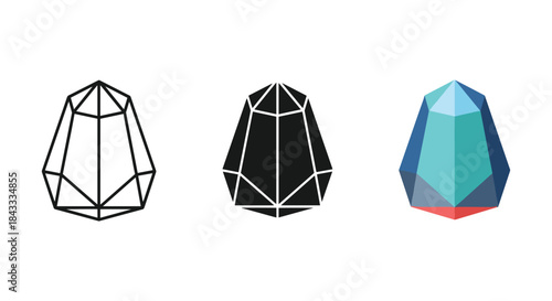 Geometric shapes in different styles and colors