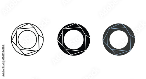 Three nuts with different fill and stroke