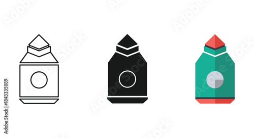 Milk bottle icon set in different colors and styles