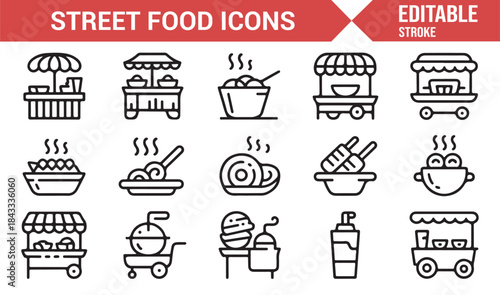 Food truck and street vendor outline symbols