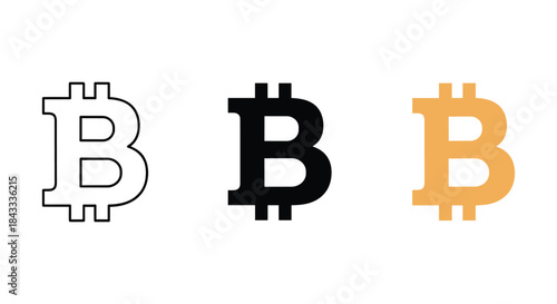 Bitcoin logo variations in different colors