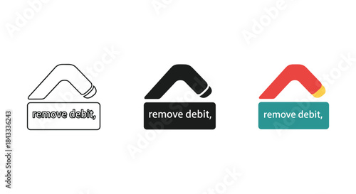 Remove debit card icon set in different colors