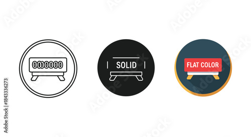 Set of three modern television icons in different styles