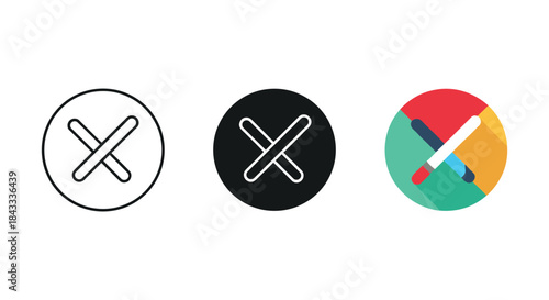 Set of three different style close button icon