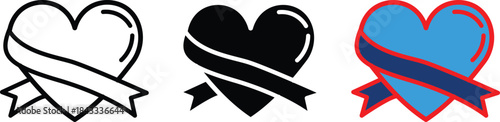 Heart shape with ribbon love bonding symbol