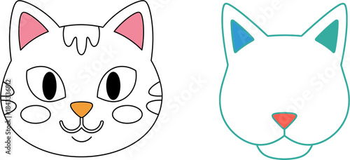 Cartoon Cat Faces With Simple Illustrations and Minimalist Design