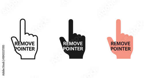Hand icons pointing upwards with remove pointer text