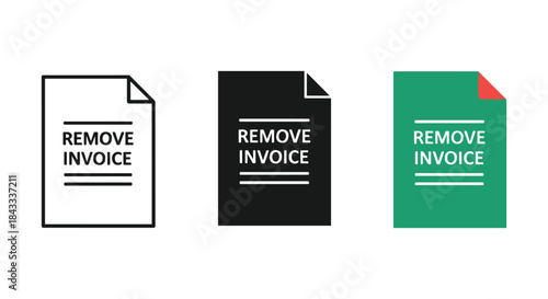 Remove invoice document icon set