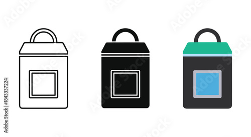 Set of lunch box icons in different colors and styles