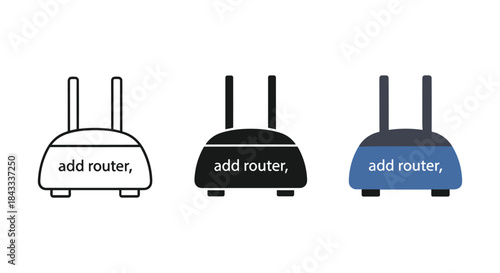 Three different colored routers with add router label