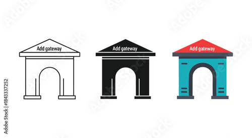 Gateway icon set with add gateway label in different style