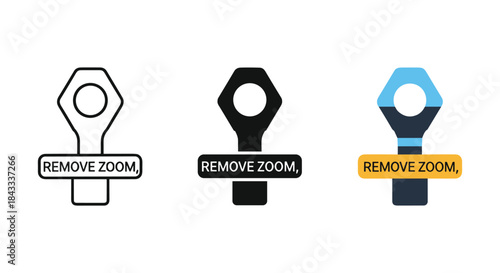 Different styles of key icons with remove zoom label