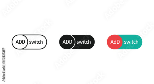 Add switch button icon set in different style