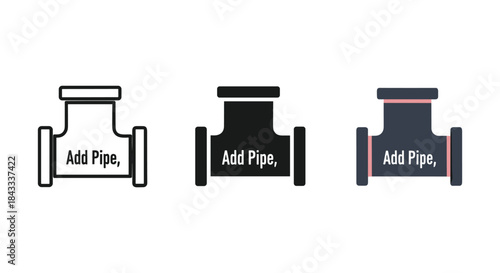 Pipe fitting icon set for plumbing and engineering