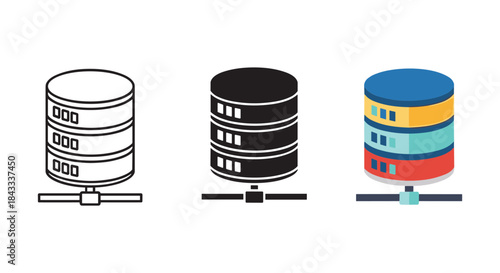 Database server icons in different styles