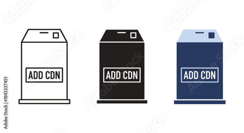 Cartons with add cdn label in different colors