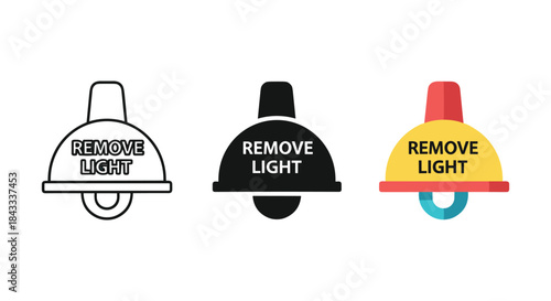 Remove light bulb icon set in different colors and styles