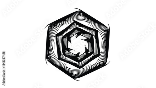 Abstract geometric pattern with a sense of depth and motion on a white background
