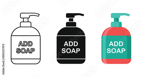 Soap dispenser illustration set