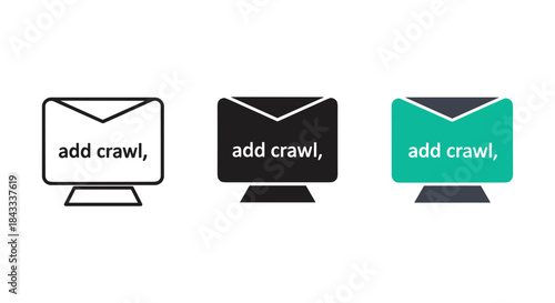 Add crawl icon on computer monitor screen for web crawling