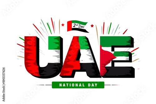 A design representing the celebration of UAE National Day, featuring the national colors of the United Arab Emirates.