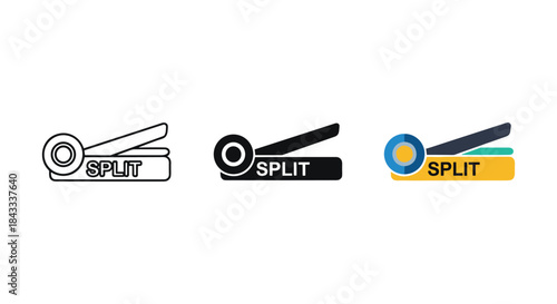 Split logo design variations on white background
