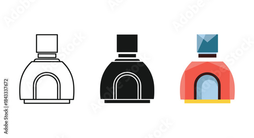 Different styles of pizza oven icons
