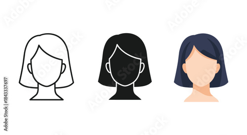 Three female avatars with different hair colors