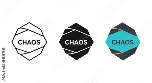 Chaos logo design variations on white background