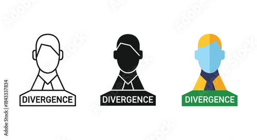 Divergence in business concept with three different people