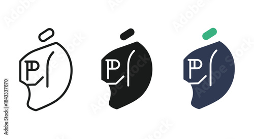 Logo design variations featuring apple and letter p