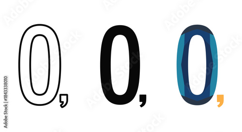 Different styles of number zero symbol