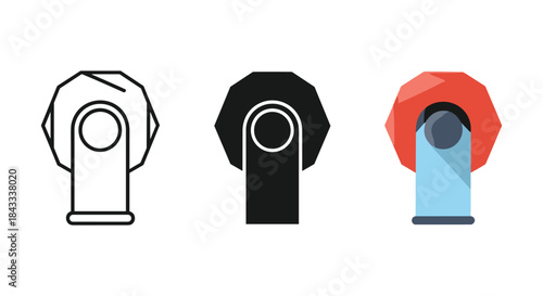 Vector graphics of camera lens in different styles