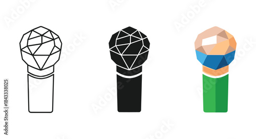 Diamond icon set in various colors and styles